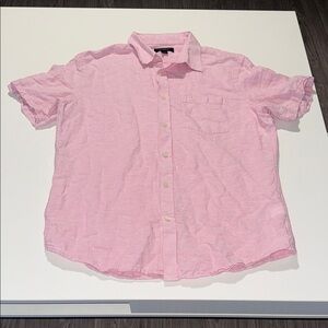 Banana Republic Shirt Mens Size L Pink Short Sleeve Linen Blend Button Down
